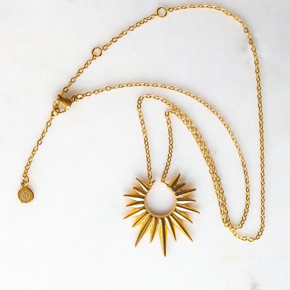 Unique Gold Necklace Waterproof Sunburst Necklace Sun Celestial Necklace - Picture 12 of 14